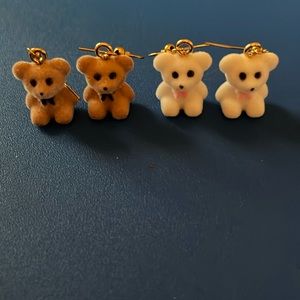 Fuzzy Teddy Bear Earrings